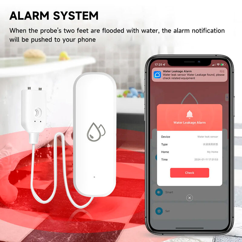 Smart WiFi/ZigBee Water Leak Sensor, Tuya App Remote Control, Real-time Alarm, Water Level & Leakage Detector for Home, Kitchen, Bathroom, Works with Alexa/Google