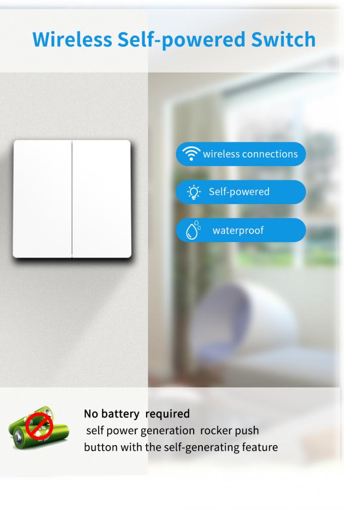 Wall Light Self Powered Wireless Switch Outdoor Waterproof Push Button Switch 0